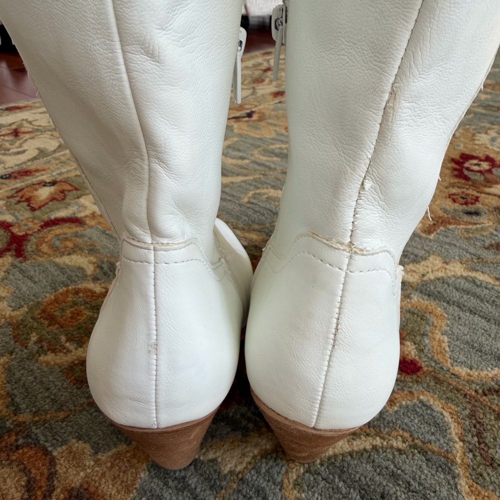 Mi.iM white Western Cowgirl Boots 8.5 Coastal Cowgirl Festival Boho - Picture 12 of 16